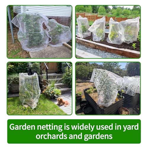 Garden Netting, 5 pcs, 3.28 X 4.9 FT, Featuring Drawstring and Zipper Design, is a Plant Cover and Fruit Tree net Designed to Protect Plants, Fruits, and Flowers from Insects and Birds. - size: 3.28 X 4.9 FT (5 PCS)
