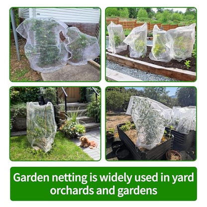 Garden Netting, 5 pcs, 3.28 X 4.9 FT, Featuring Drawstring and Zipper Design, is a Plant Cover and Fruit Tree net Designed to Protect Plants, Fruits, and Flowers from Insects and Birds. - size: 3.28 X 4.9 FT (5 PCS)