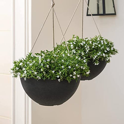 LA JOLIE MUSE Large Hanging Planters for Outdoor Plants, Set of 2, 13 Inch - color: Black