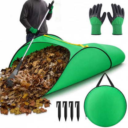 Fourluoo 70 Gallon Leaf Collector, Portable Pop up Leaf Bags and Gloves - style: Simple