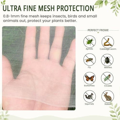 10Ft x 12Ft Garden Netting, Fine Mesh Insect Netting for Plant Protection - size: 10Ft x 12Ft