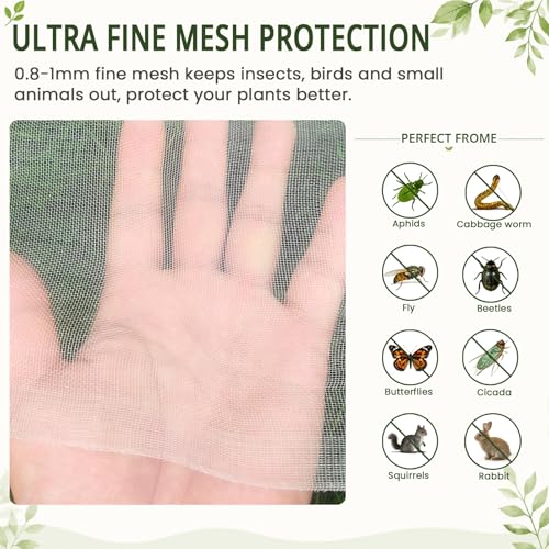 6.5Ft x 15FT Garden Netting, Fine Mesh Insect Netting for Plant Protection - size: 6.5Ft x 15Ft