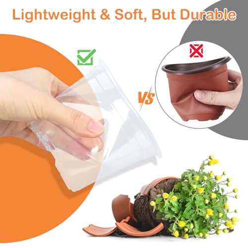 45 Pack 7/6/5/4/3 Inch Clear Nursery Pots for Plants, Clear Plastic Plant Pots with Drainage Holes, Transparent Variety Pack Flexible Garden Pot for Outdoor Indoor, Seed Starting Pots - size: 3+4+5+6+7 Inch