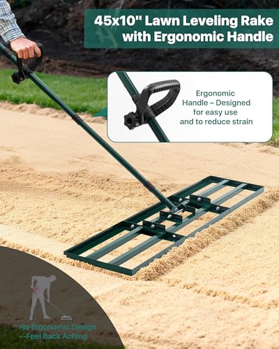 Lawn Leveling Rake, 45 x 10, Yard Leveling Rake for Soil - size: 45 Inches