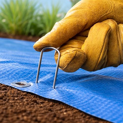 DeWitt 6 Inch U-Shaped Rounded Top Steel Anchor Pins, Silver, 100 Count