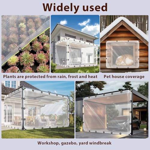 Clear Tarp 6x12ft Heavy Duty – 8 Mil Vinyl Waterproof, UV & Tear Resistant with Rust-Proof Grommets for Chicken Coop, Greenhouse, Patio & Porch Enclosure - size: 6 x 12 FT