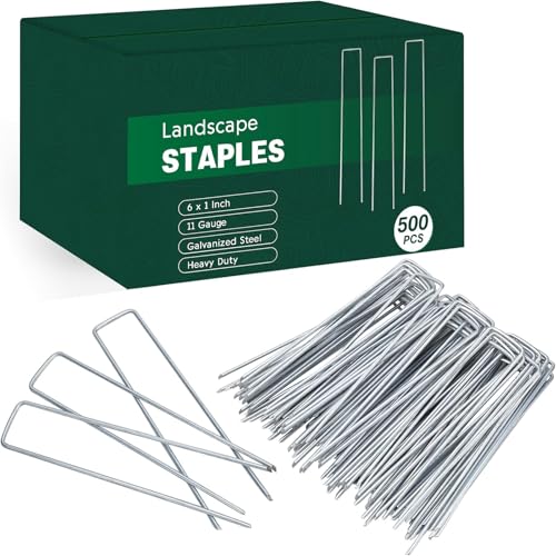 CEWOR 500 Pack 6 Inch Landscape Staples 11 Gauge Garden Stakes - size: 6 Inch-500 Pack