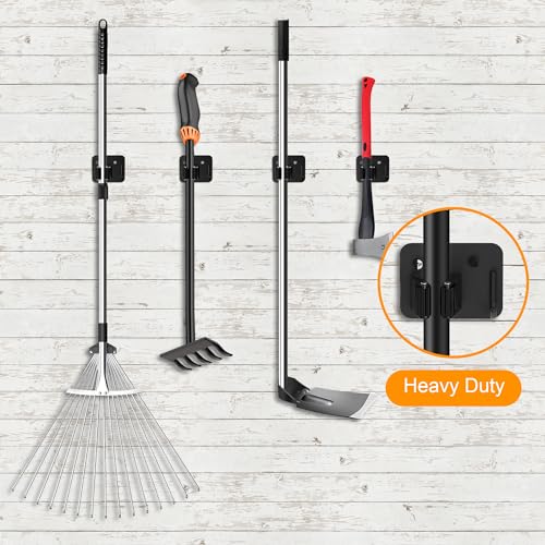 4 Pack Stainless Steel Heavy Duty Broom Holder Wall Mount with Hook, Black - color: D-Black, size: 4PCS Gripper