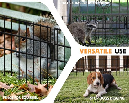 32 Panels Animal Barrier Fence No Dig, 32ft(L) X 13in(H) 1.2in Gap Rabbit Fences Ground Defense Border Small Metal Fencing, Dog Blocker Under Barriers for Garden, Flower Bed, Patio - size: 32 Panels, 32 ft(L) X 13 in(H)