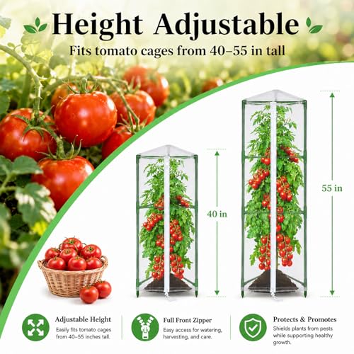Halatool Garden Tomato Plant Cover Netting, Fits 40–55" Tomato Cages - size: 45 Inch