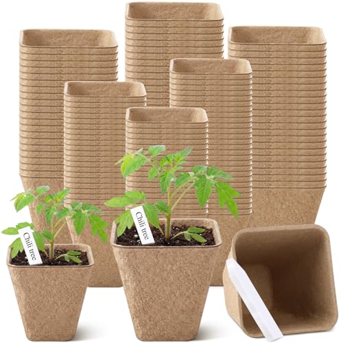 120 Pcs Square Peat Pots for Seedlings, 3.25 and 2.3 Inch - size: 2.3 + 3.25 Inch