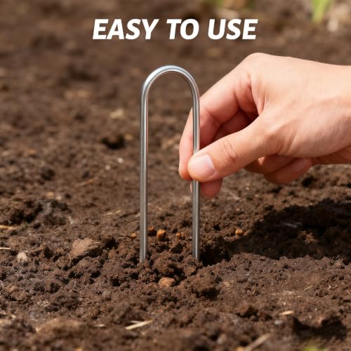 Atlantic Stainless Steel Landscape Staples Garden Stakes. (4"-U-20pcs) - size: U-shaped 4"x20pcs