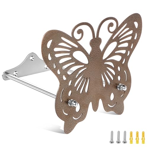 Garden Hose Holder Wall Mount –Stainless Steel Heavy Duty Wall-Mounted Decorative Hose Hanger with Butterfly Design, Rustproof Water Hose Rack, Patio (Bronze)