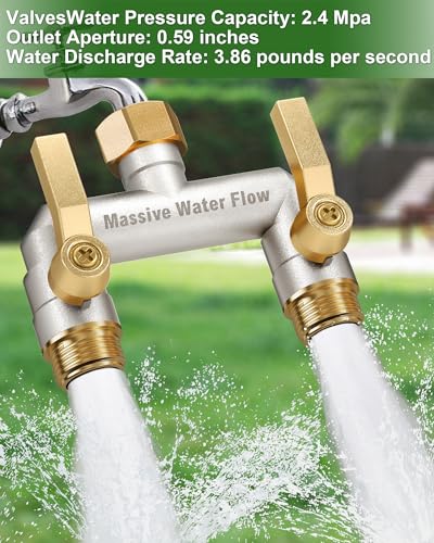 Hose Splitter 2 Way Heavy Duty, Full Flow Solid Brass Nickel Plated Garden Hose Splitter, Spigot Splitter Valve with Metal Handle, Outdoor Faucet Splitter, 3/4 - Inch Frost Resistant Hose Adapter - style: Nickel Plated 2 way
