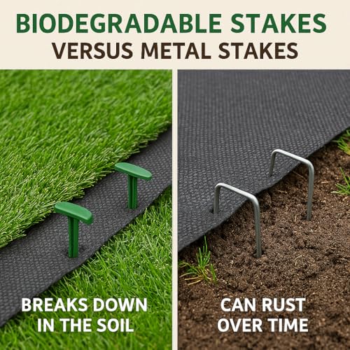 4-Inch Biodegradable Stakes, Pack of 500 - Superior Holding Power Stakes, Sod Staples for Weed Fabric, Eco-Friendly Garden Support Pegs & Fabric Pins, Netting,Turf, Landscaping and Gardening