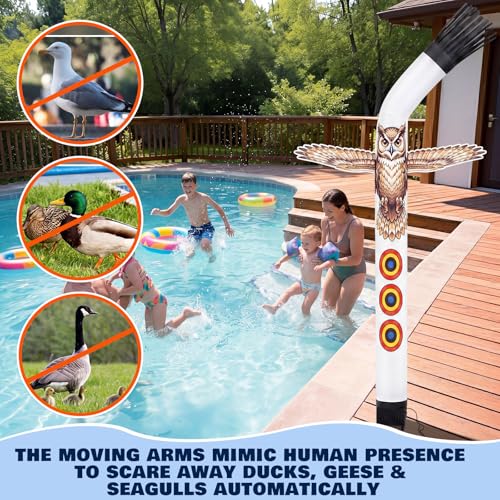6 ft Pool Bird Deterrent Device, Reflective Duck Deterrent - style: Owl