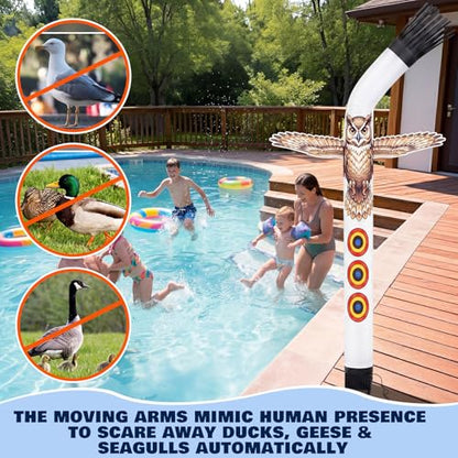6 ft Pool Bird Deterrent Device, Reflective Duck Deterrent - style: Owl