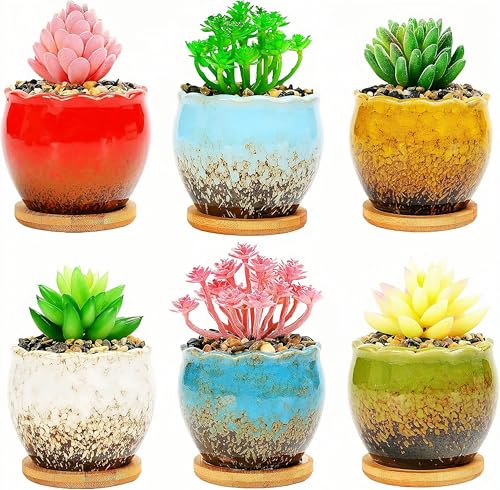 Cute 3.9 Inch Ceramic Home Garden Decoration Succulent Cactus Flower Pots Container -Plant Not Included，White - color: White