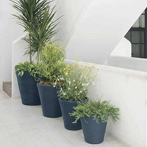Crescent Garden A113580A Rotational Molded Madison Planter, Weathered Greystone, 14" - color: Weathered Greystone, size: 14"
