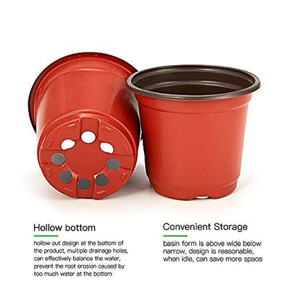 JERIA 200 Pack 6 Inch Plastic Nursery Pots Comewith Drainage Holes, Seedling Flower Plant Container and Seed Starting Pots with 200 Pcs Labels - size: 6 Inch