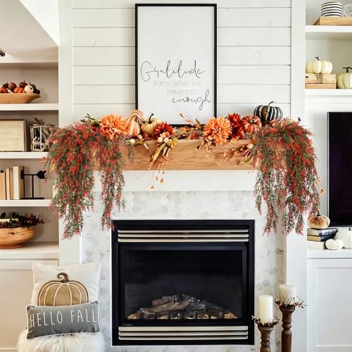 RECUTMS 4Pcs Artificial Fall Lavender Fake Hanging Plants for Outdoors - color: Orange
