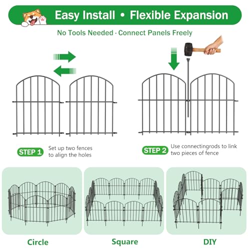 No Dig Garden Fence Panels, Dog Fence Outdoor for Yard, 12 Pack - size: 17in(H) x 12.6ft(L)