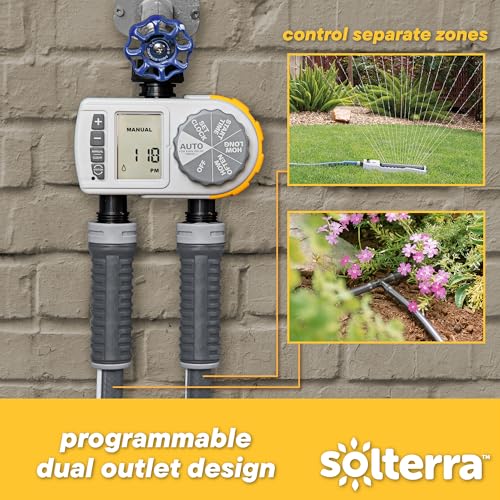 Solterra 28153 Single-Dial Two-Outlet Hose Timer, Gray