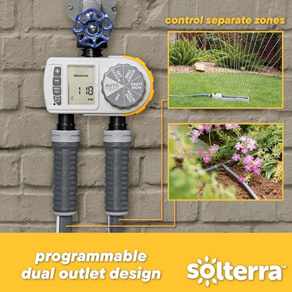 Solterra 28153 Single-Dial Two-Outlet Hose Timer, Gray