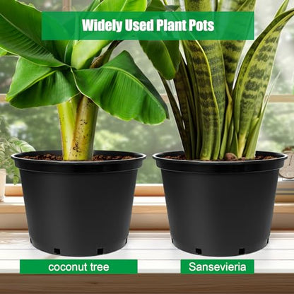 RooTrimmer 7 Gallon Plastic Nursery Pots, 15 Inch Large Plastic Pots for Plants, Round Plant Pots with Drainage Holes, Flower Pots for Outdoor Indoor Plants, Gardening Gifts for Women (5-Pack, Black) - size: 7Gallon-5P-Black