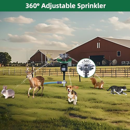 Motion Activated Sprinkler Outdoor Waterproof Repellent for Yard - color: Green