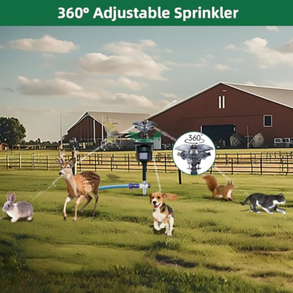 Motion Activated Sprinkler Outdoor Waterproof Repellent for Yard - color: Green