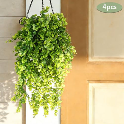RECUTMS 4 Pcs Artificial Hanging Eucalyptus Greenery Plants 29.9 Inches - color: Green