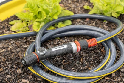 Eden PRO Metal Straight 4-Pattern Hose Nozzle: Thumb Operated, Turbo Spray - style: Straight Thumb Control
