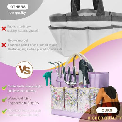 Garden Tool Set, 10 PCS Gardening Tools/Kit for Women,Gardener Gift - color: Purple