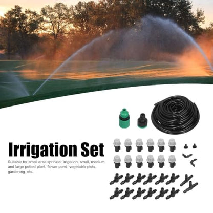 10m DIY Micro Drip Irrigation Kit with 4/7mm PVC Water Hose, Automatic Mist Watering System with Atomizing Nozzles & Fittings for Potted Plants, Garden Yard Irrigation