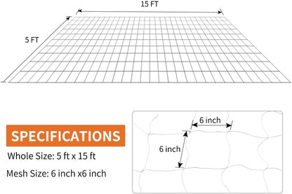 Tcamp Heavy-Duty Polyester Plant Trellis Netting - size: 6" Mesh (5*15 Ft) - 2Pack