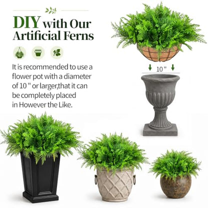 Fake Hanging Plants Fern Baskets, Artificial Ferns for Outdoors, 2 Pack - size: Light Green-2Pack