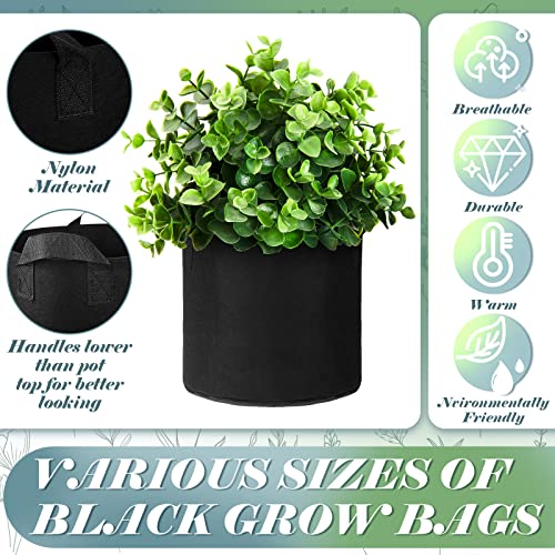 Hoolerry 7 Pack Black Plant Grow Bags, 4 Sizes Fabric Pots with Handles