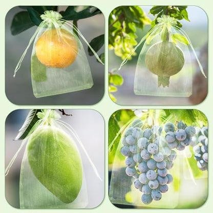 SATINIOR 160 Pcs Multi‑Size Fruit Protection Bags Green Netting Bags