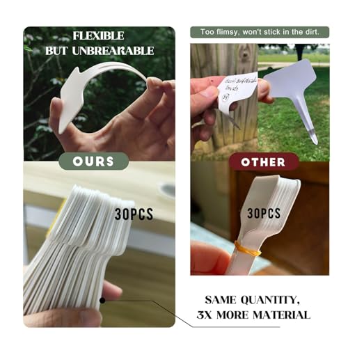 200 Pcs Thick T-Type Plant Labels, 4 Inch Waterproof PP Hard Plastic Garden Markers, Reusable Nursery Tag Stakes for Indoor Outdoor Potted Plants, Seedlings, Flowers, Vegetables & Herbs(White) - color: White