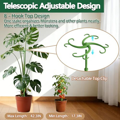 Telescoping Plant Stakes,3Pack 17.3to42.3IN Adjustable MonsteraPlantSupport - size: 42.3 IN 3 PCS