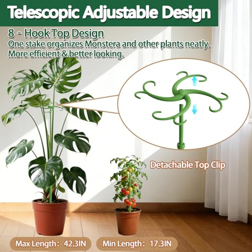 Telescoping Plant Stakes 5Pack 17.3to42.3IN Adjustable MonsteraPlantSupport - size: 42.3 IN 5 PCS