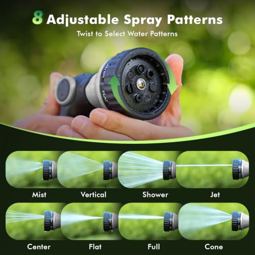 RESTMO Water Hose Nozzle Heavy Duty, Garden Hose Sprayer Thumb Control - color: Silver