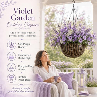 10" Self Watering Bronze Hanging Basket Flower Planter