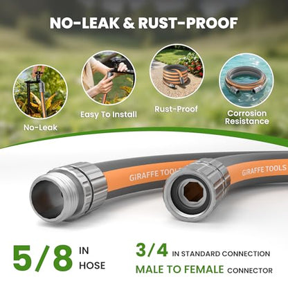 Giraffe Tools 5FT Garden Hose Lay Flat Lightweight Flexible Water Hose - size: 5FT