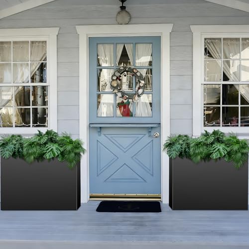 Tall Rectangular Planter,38" L x 13" W x 30" H Metal Large Planter Box - size: 38"L x 13"W x 30"H