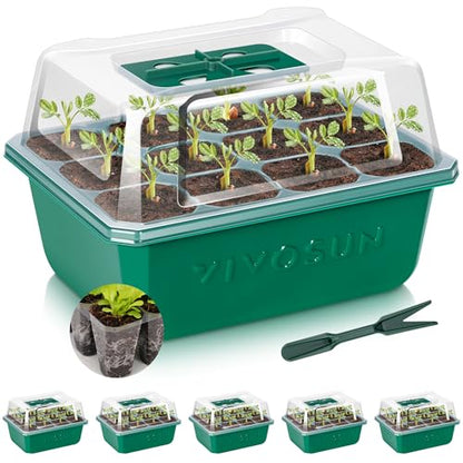 VIVOSUN 6-Pack Seed Starter Trays, 72-Cell Starter Kit with Humidity Dome - size: 6-Pack 72-Cell, style: Trays