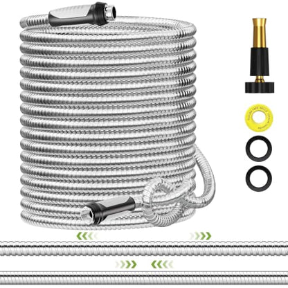 SPECILITE Expandable Metal Garden Water Hose 75 FT with Adjustable Nozzle - size: 75FT
