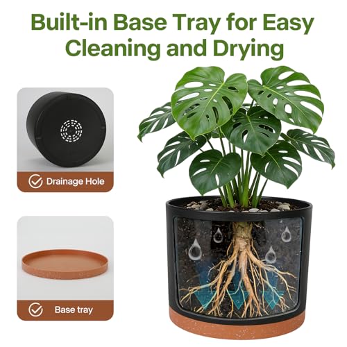 GARDIFE 3 Pack Cylinder Planter Set 10/9/8 Inch White Indoor Plant Pots - color: Black-brown