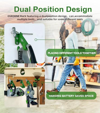 Chainsaw Hanger, 1 Pack Chainsaw&Battery Wall Mount, Chain Saw Storage Rack - color: Green 1 Pack